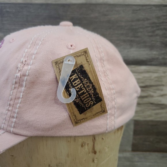 Queen Of The Camper Embroidered Distressed Baseball Cap Vintage Style Pink Hat - Picture 3 of 11